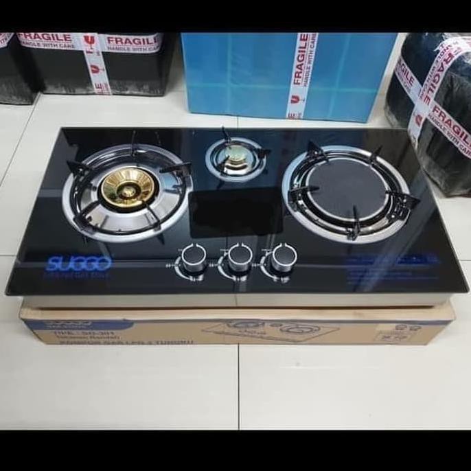Suggo Kompor Gas Lpg 3 Tungku Suggo - Kompor Tanam - Tempred Glass - Terbaik 