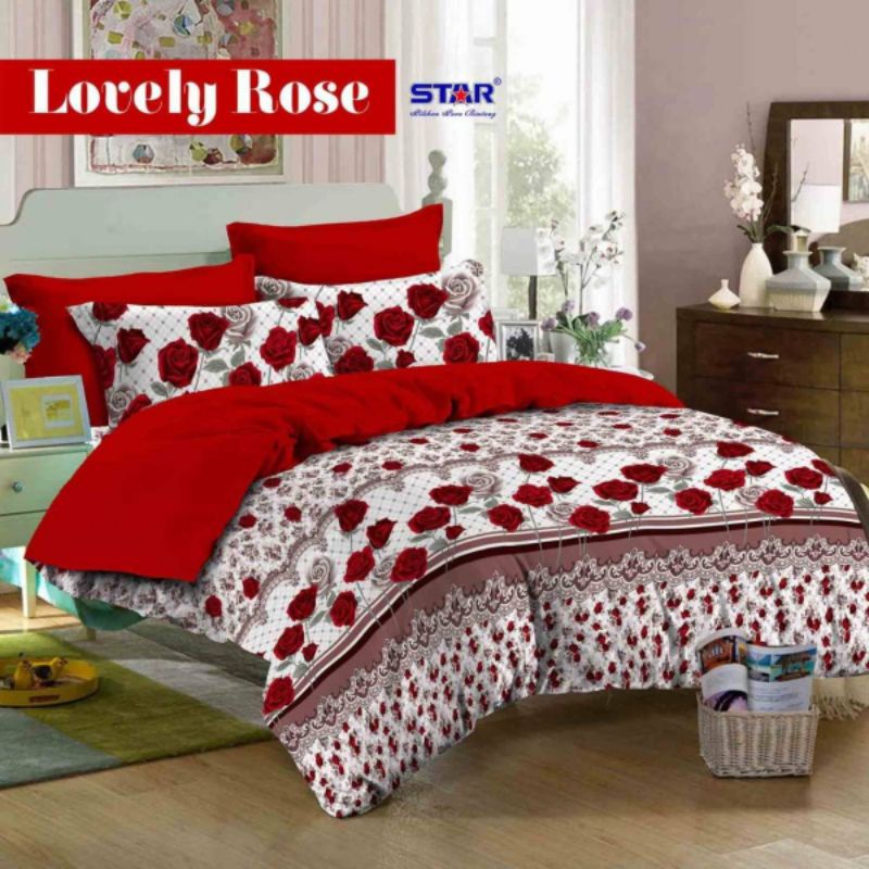 KAIN BAHAN SPREI METERAN KATUN STAR MOTIF LOVELY ROSE