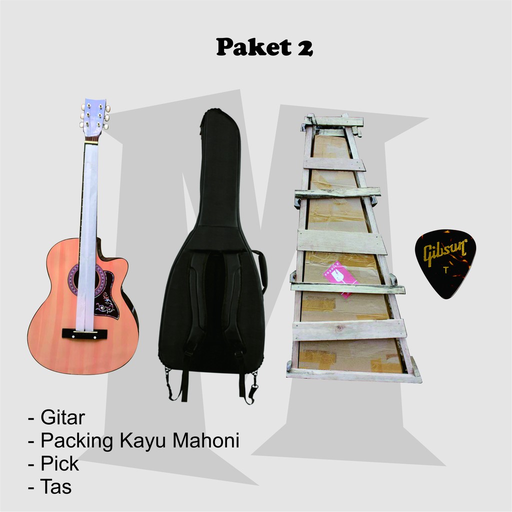 gitar akustik pemula gratis packing kayu-Paket 2
