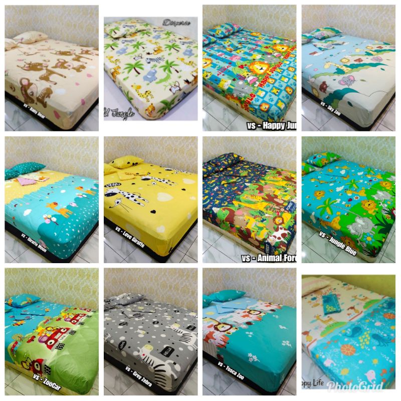 Seprei homenade motif hewan jerapah jungle animal zoo ukuran 120/no.3, 160/no.2, 180/no.1, 200x200/s