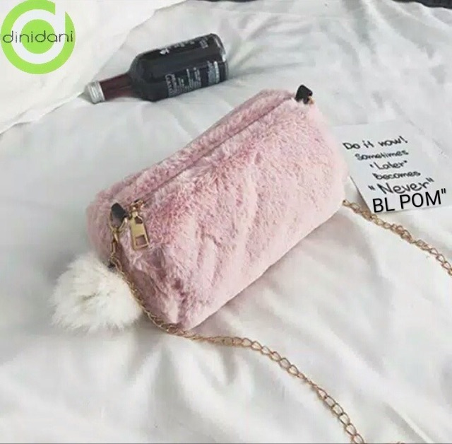 tas suede tali rante GULING spidi free pompom