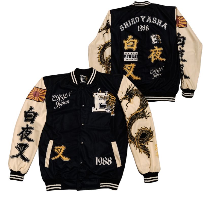 JACKET VARSITY BASEBAAL MOTIP TERBARU PRIA WANITA SAIZE L XL-Shiroyasha