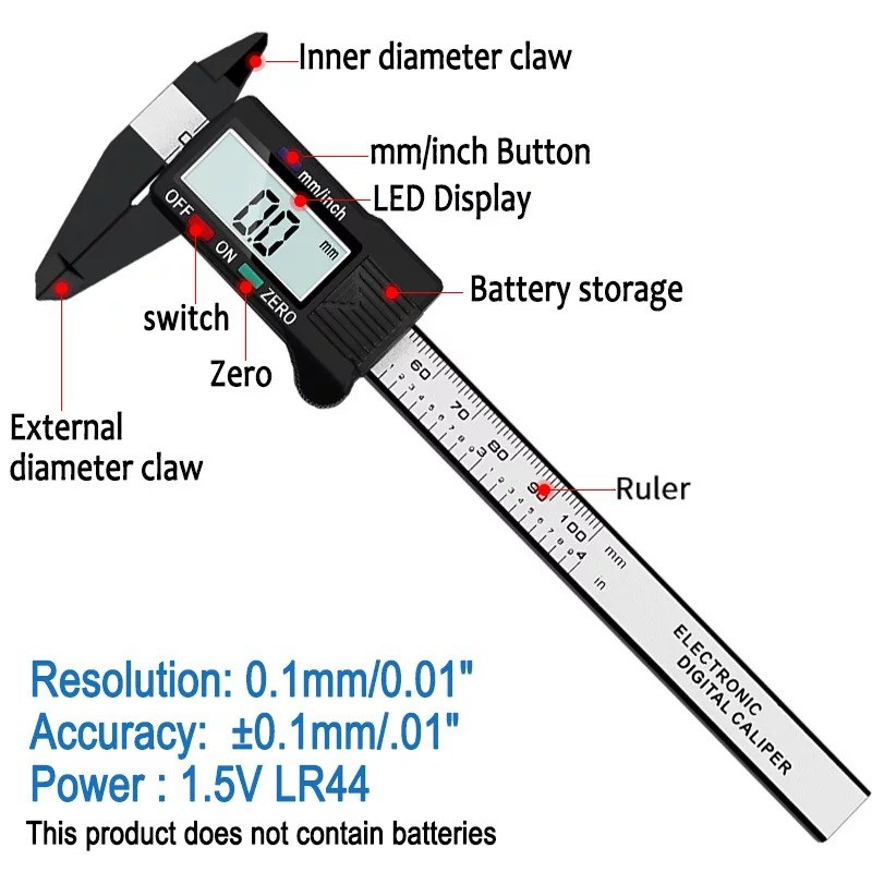 Alat Pengukur Diameter Caliper Jangka Sorong Digital LCD Electric