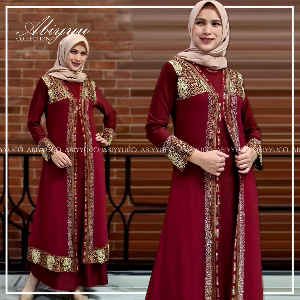 Abiyyuco GL1067 | Abaya Turkey Hitam Elegan Turki Warna Warni Turkiy  Mewah Terbaru Bahan Jersey Mix Ceruty