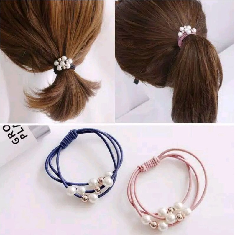 IKAT RAMBUT MUTIARA KOREA KARET WARNA WARNI CUTE ALA KOREA IMPORT BEST SELLER