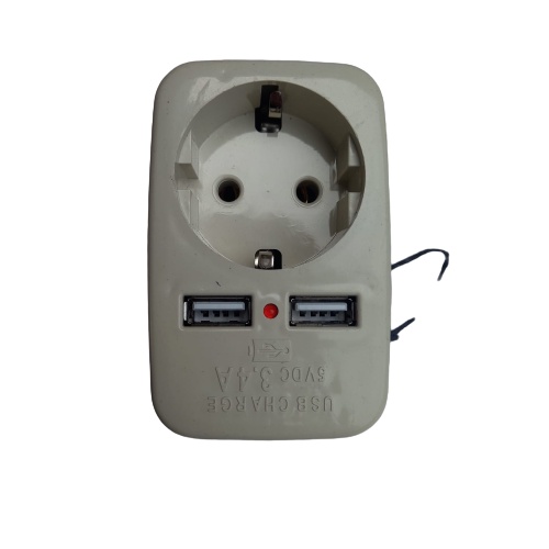 STOP KONTAK USB FAST CHARGING STOP KONTAK 1 LUBANG ARDE 2 USB PORT 3.4A SOCKET