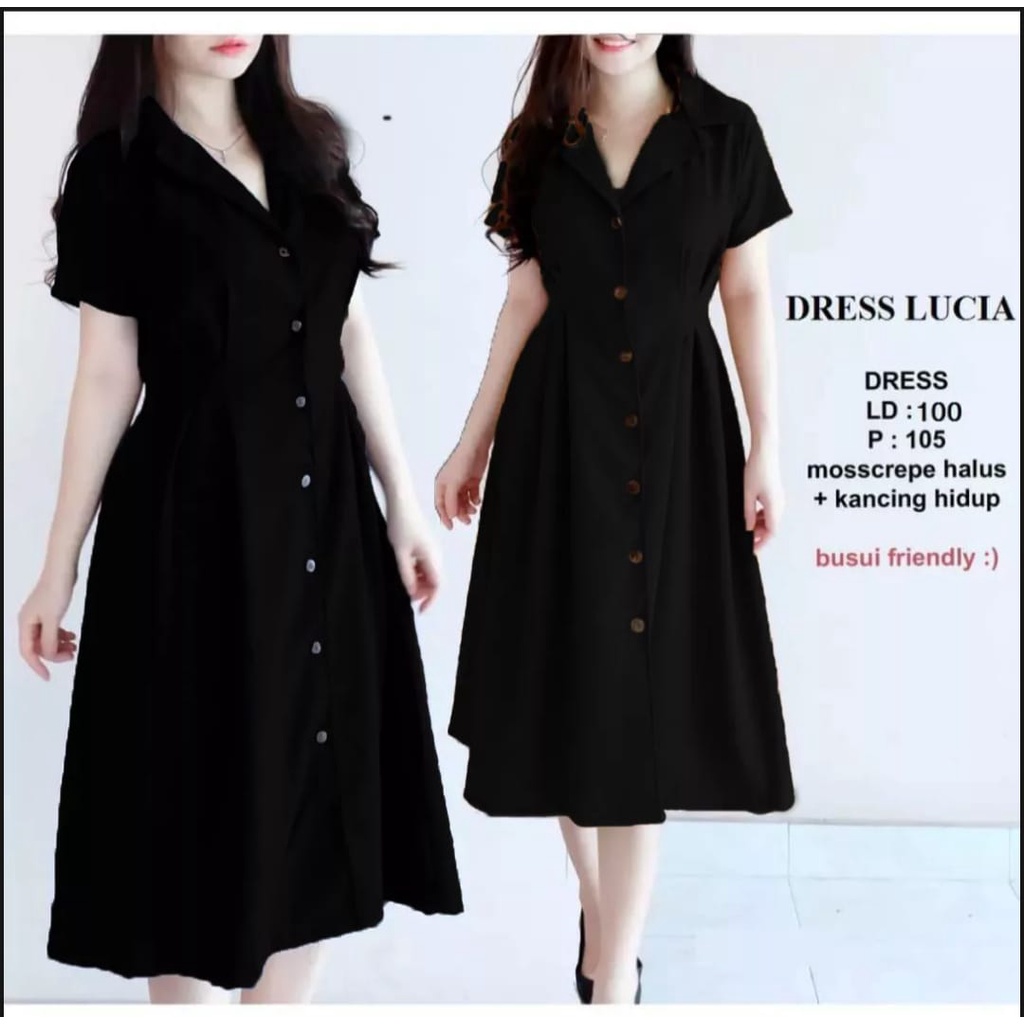 DRESS LUCIA MOSCREPE/ DRESS WANITA