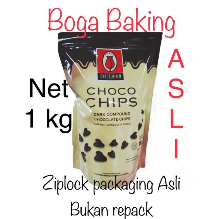 

Cokelat Chips Tulip Dark Chocolate Chip 1Kg ZIPLOCK Premium Choco Chip