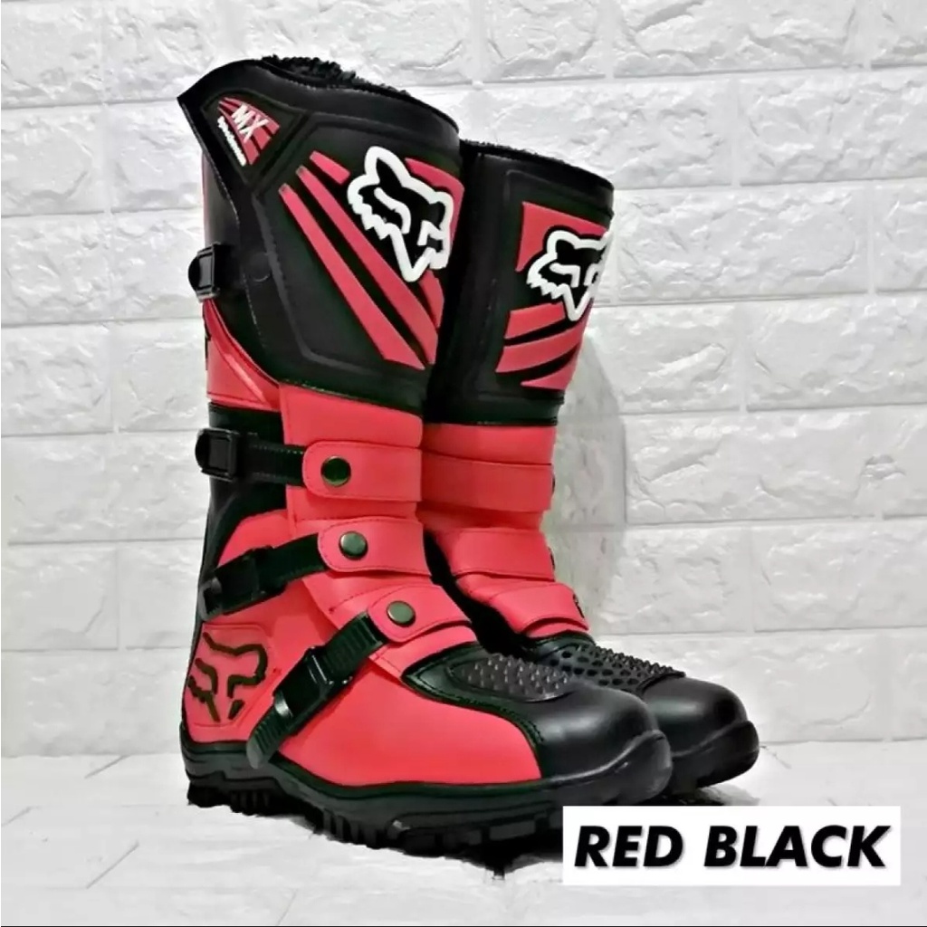 Sepatu Trail Cross Boot safety For Adventure sepatu touring  gunung RED BLACK TERLARIS