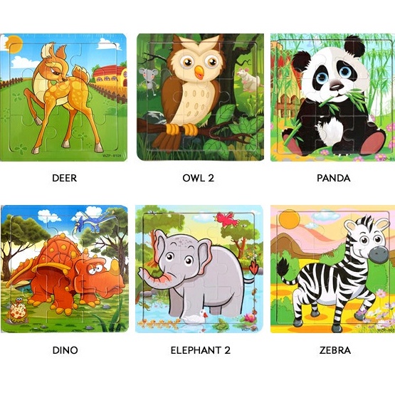 Mainan anak puzzle JIGSAW 4*4 WOODEN PUZZLE 4x4 / mainan puzzle murah