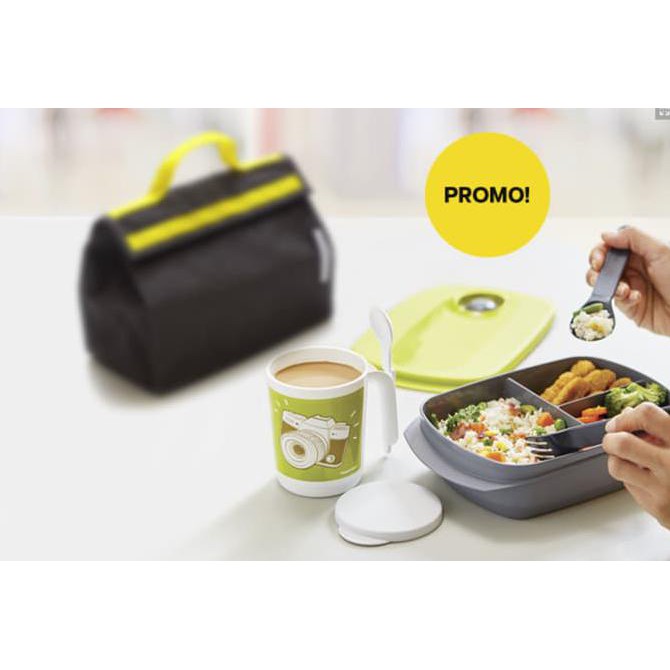 Byo B.Y.O Plus Free Mug Lunch Set Tupperware Alat Makan Minum Original