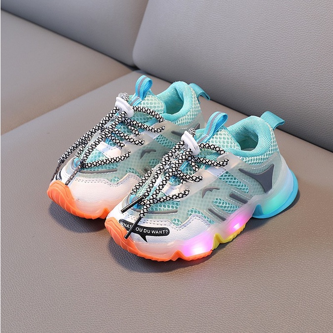 CHUBBI 12 Sepatu Sneaker Anak Laki Perempuan Lampu LED Import