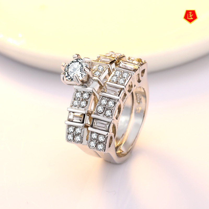 [Ready Stock]Fashion Luxury Inlaid Diamond Ring Set