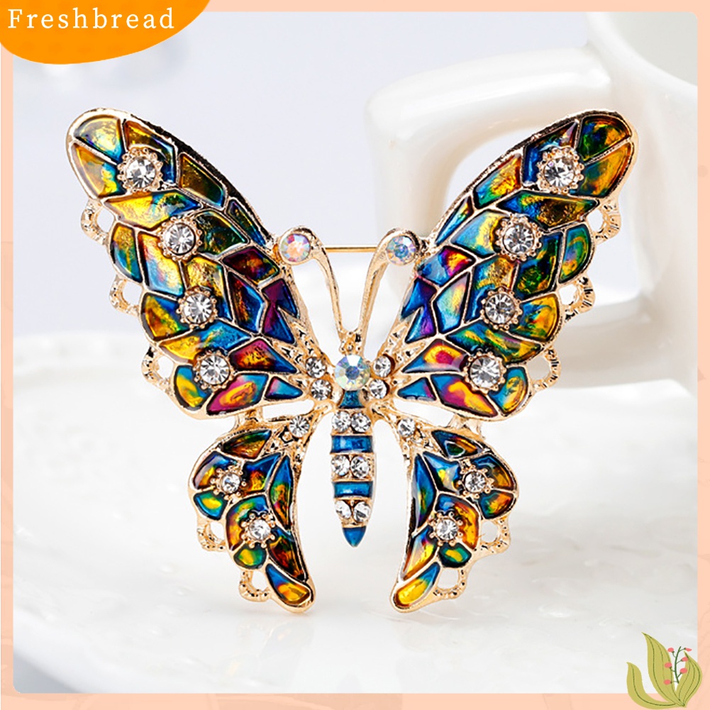 Fresh| Butterfly Bros Bentuk Kupu-Kupu Aksen Berlian Imitasi Warna-Warni Bahan Metal Untuk Wanita