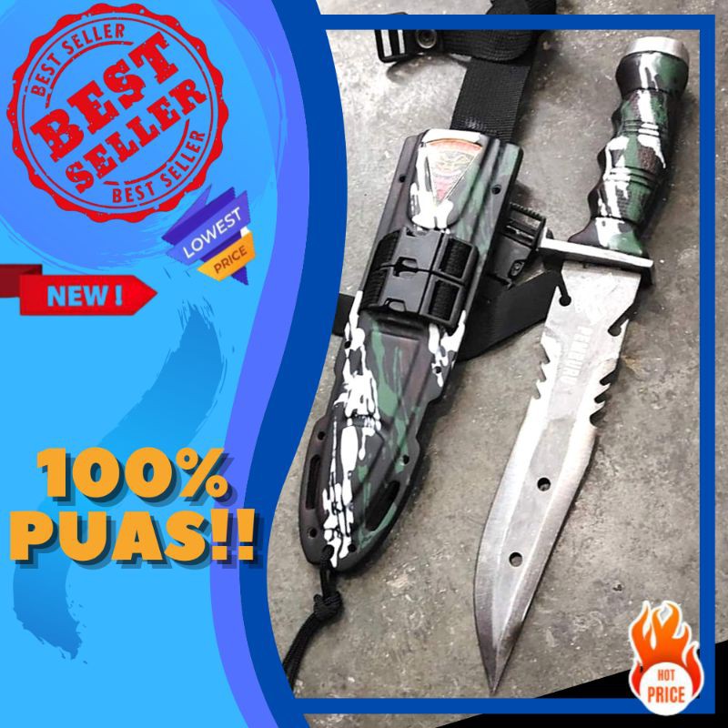 pisau sngkur pemburu survival hunting berburu outdoor baja koleksi penggemar serbaguna
