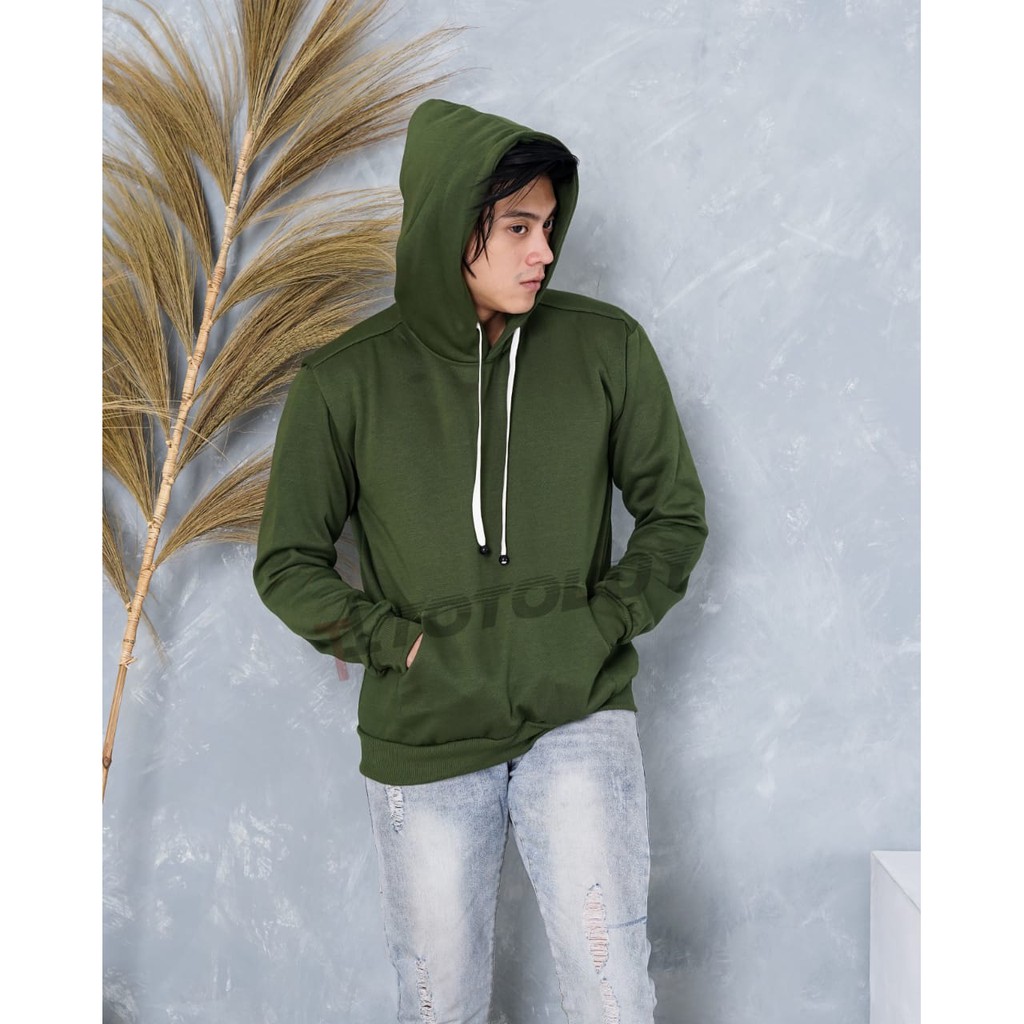 MUKZHOP - SWEATER HOODIE BASIC POLOS / TOTOLUY / SWEATER POLOS / HIJAU ARMY