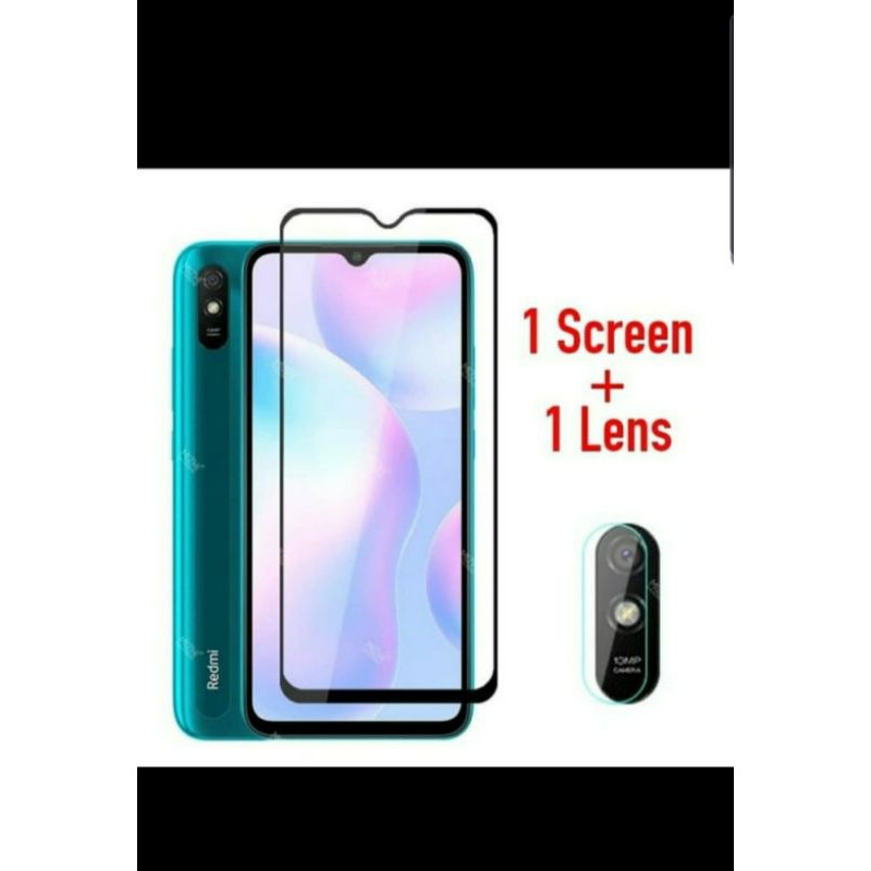 Tempered Glass 9D Xiaomi Redmi 9A + Tg Lensa Camera 2in1