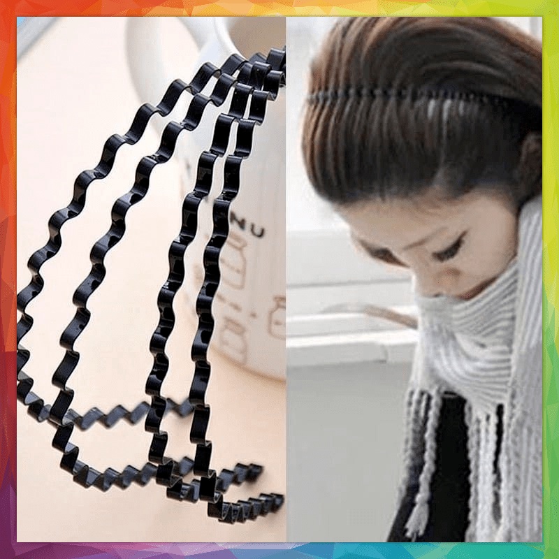 Bando Sirkam Impor Gaya Korea untuk Pria dan Wanita Bando Kawat Sisir Hitam Bando Spiral Besi