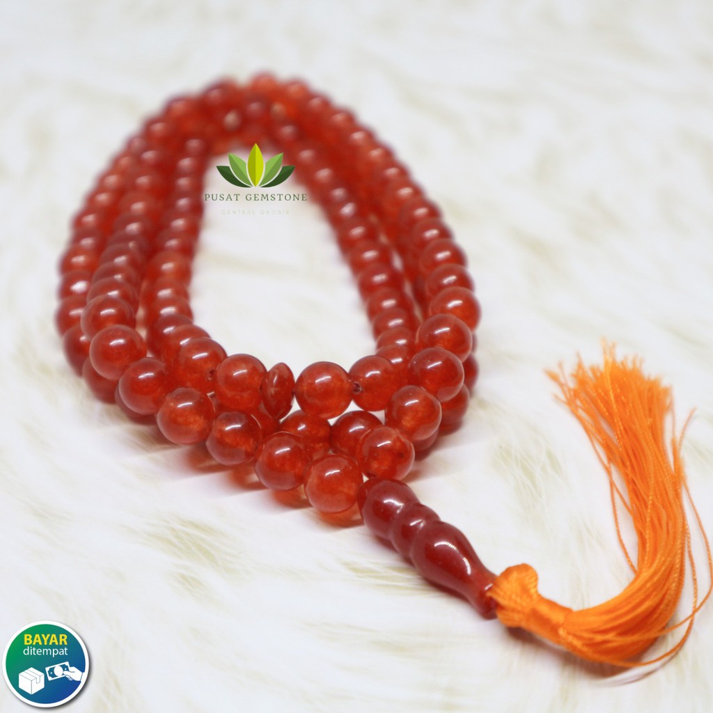 Tasbih Batu Red Raflesia Asli Natural 99 Butir