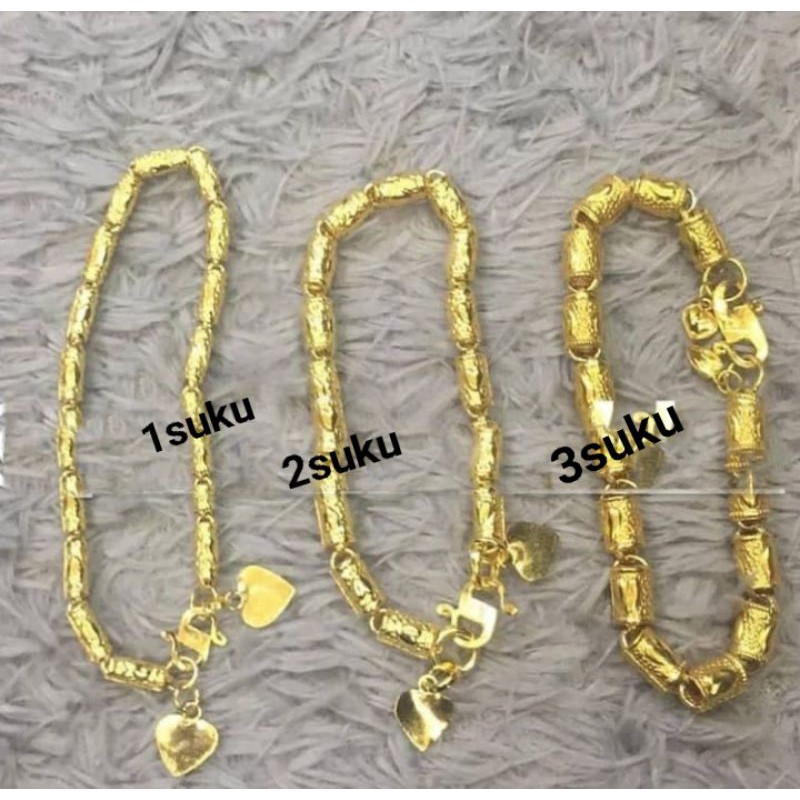 Gelang bambu setara 1,2,3,5 suku emas, lapis emas murni 24k