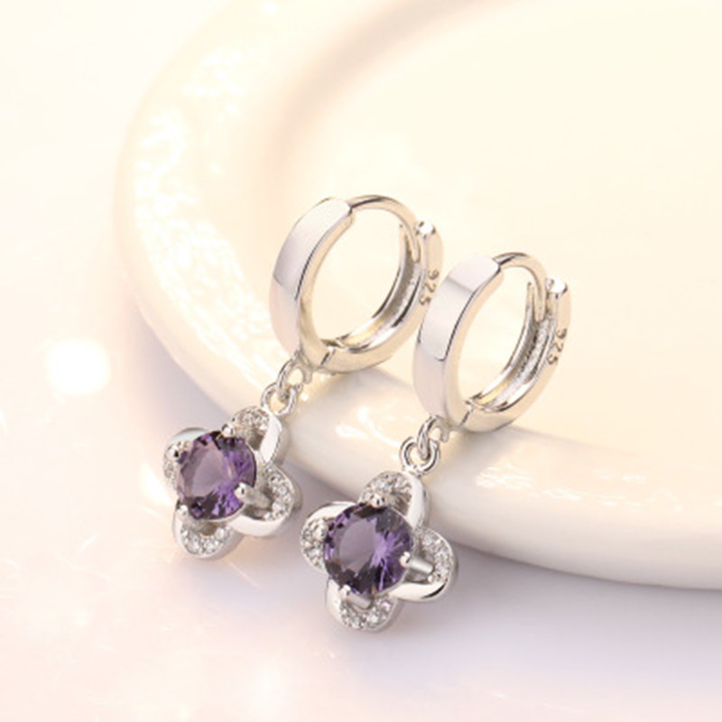 925 anting perak sterling anting-anting wanita dengan perhiasan fashion berlian-H