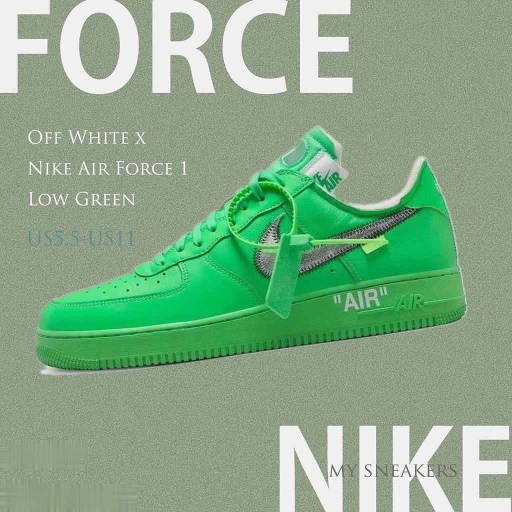 Off White x  Nike Air Force 1  Low Green Produk ini diambil dari pekerjaan yang sebenarnya. 100% sep