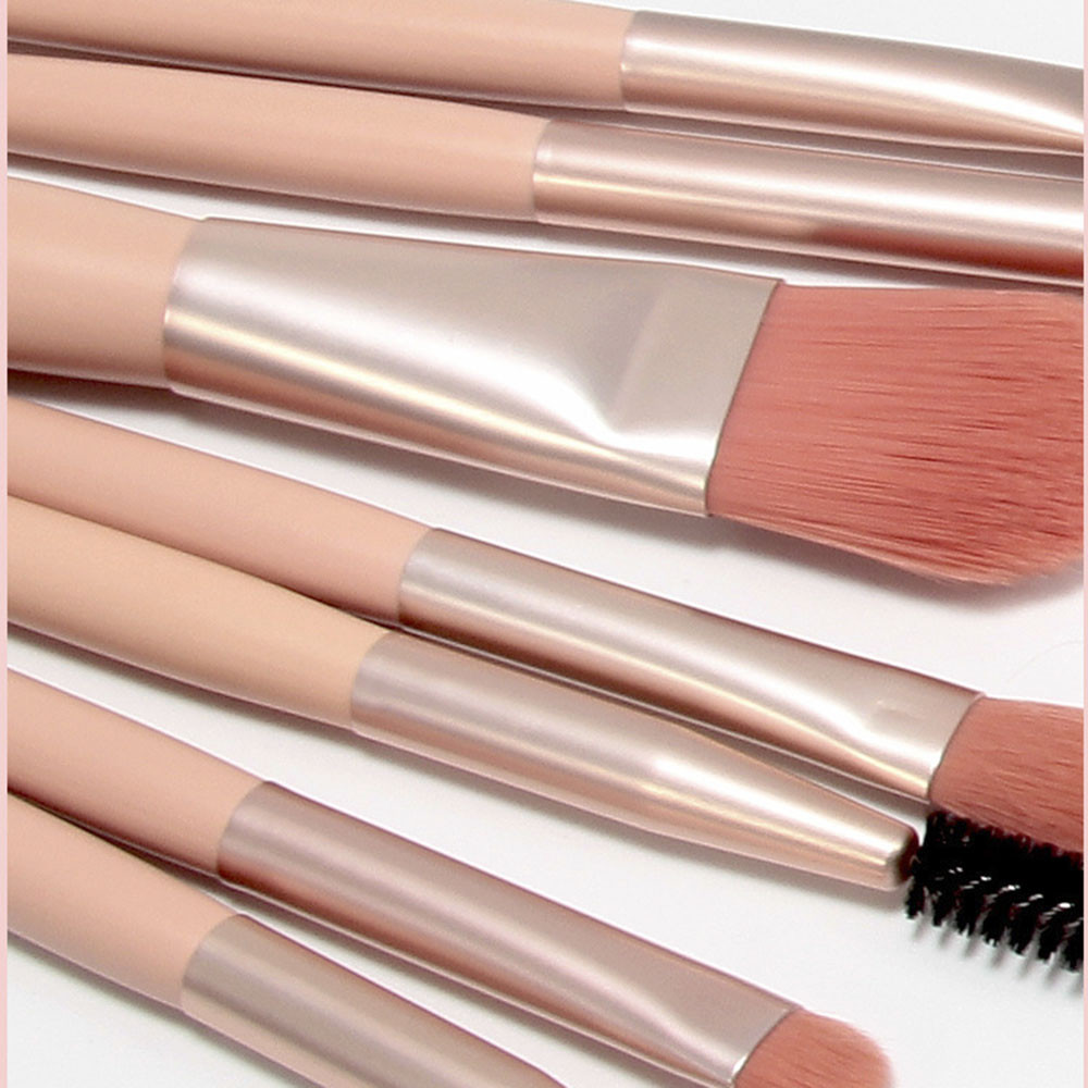 8pcs / Set Brush Kosmetik / Makeup Kombinasi Portable Lembut Untuk Foundation, Eyeshadow