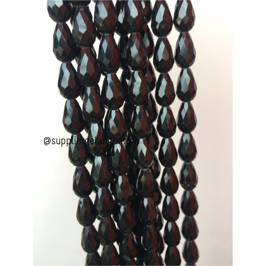 kristal Tetes ceko 15mm x 10mm BLACK DOPP bahan gelang kalung hitam aksesoris bahan craft fashion