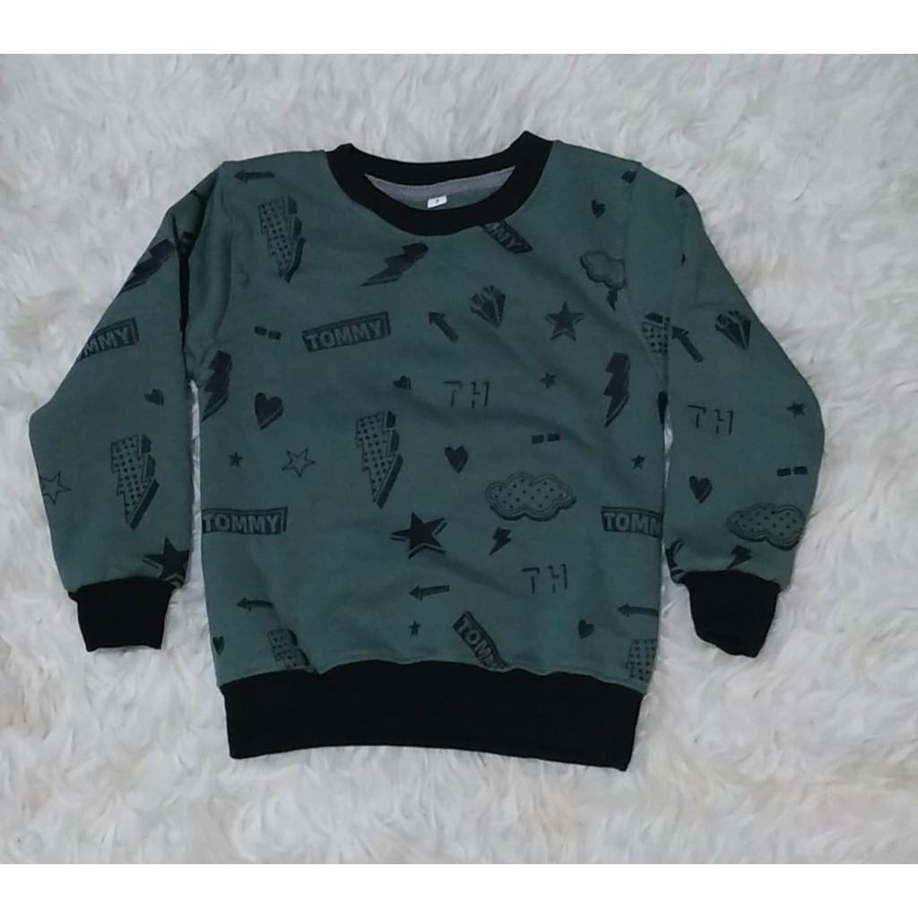 BAJU JAKET SWEETER ANAK TOMMY ABU 2-5 TAHUN
