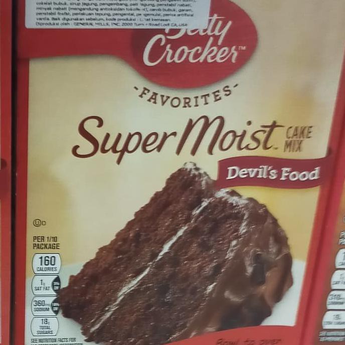 

BETTY CROCKER SUPER MOIST DEVILS FOOD 432GR - TEPUNG KUE BETY CROKER