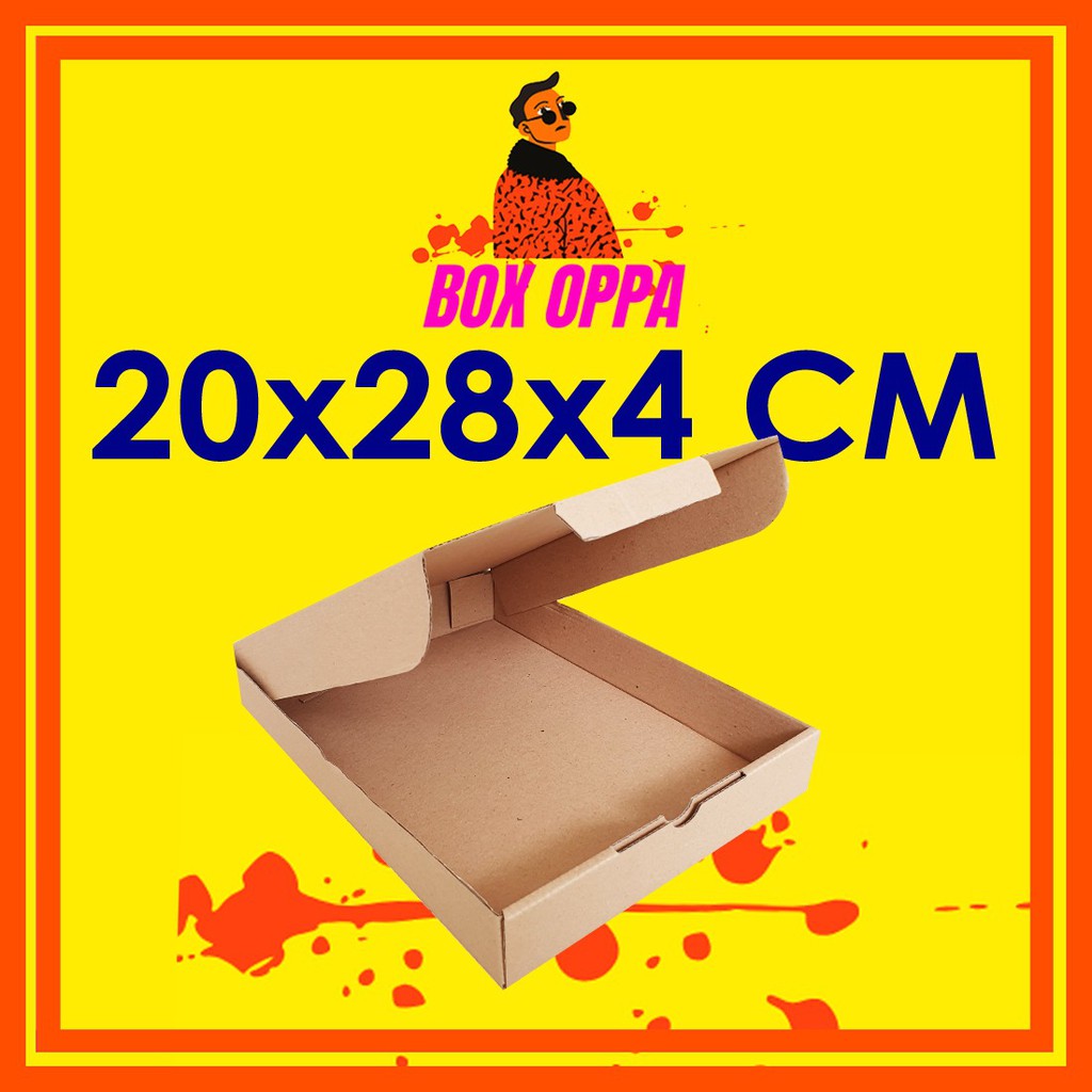 

Kardus Dus uk 20x28x4 cm (ECER) Die Cut Box Kotak Packing Aksesoris Baju kemeja Pizza Hijab 1 PCS