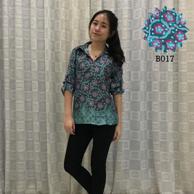 Baju Batik Blouse Atasan Wanita (Turquoise Tosca Hijau Biru)