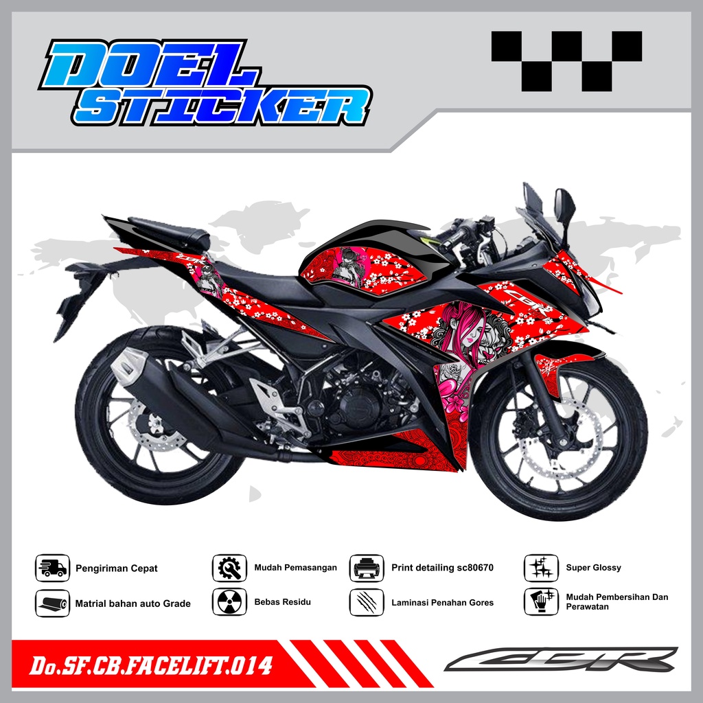 STICKER STRIPING CBR 150 R Facelift - STICKER STRIPING SEMI FULL LIST VARIASI HOLOGRAM , CROME CBR 150 R Facelift DOEL 014