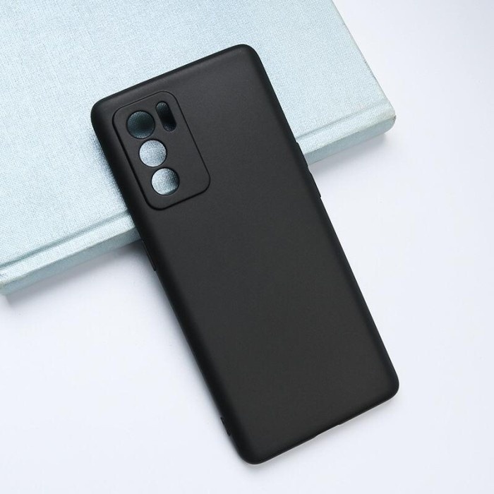 SoftCase Macaron Black Oppo Reno 5 5F 6 A74 4G 5G TPU Full Black matte Protection Camera Non Slip Premium case