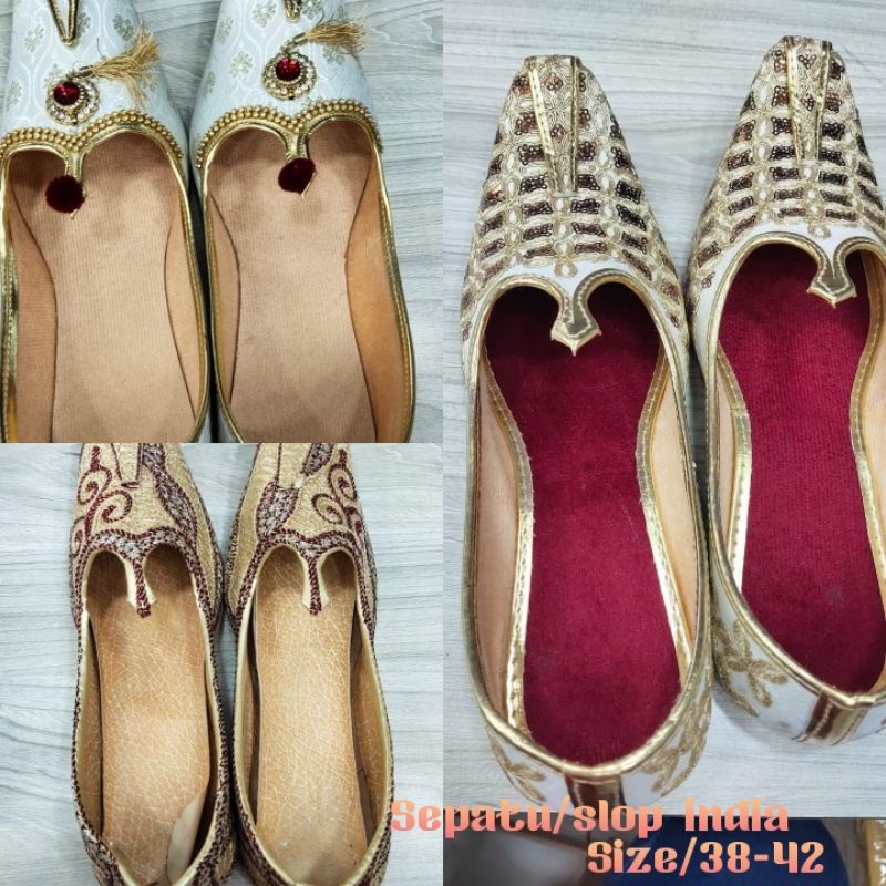 Selop sepatu pengantin ala India/ sendal manten / slop akad / sepatu wedding