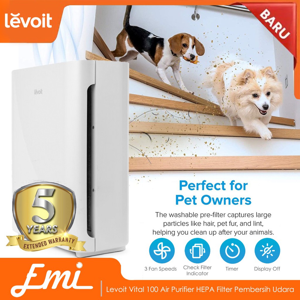 Levoit Vital 100 Air Purifier HEPA Filter Pembersih Udara Resmi 5Tahun