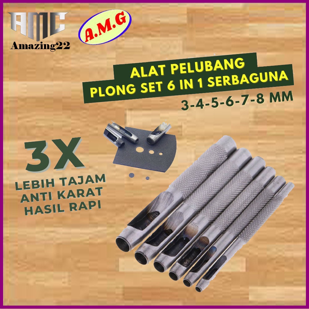 

6 PCS ALAT PLONG LUBANG | ALAT PEMBUAT LUBANG | PELUBANG KULIT | PLONG KULIT | HOLLOW PUNCH SET