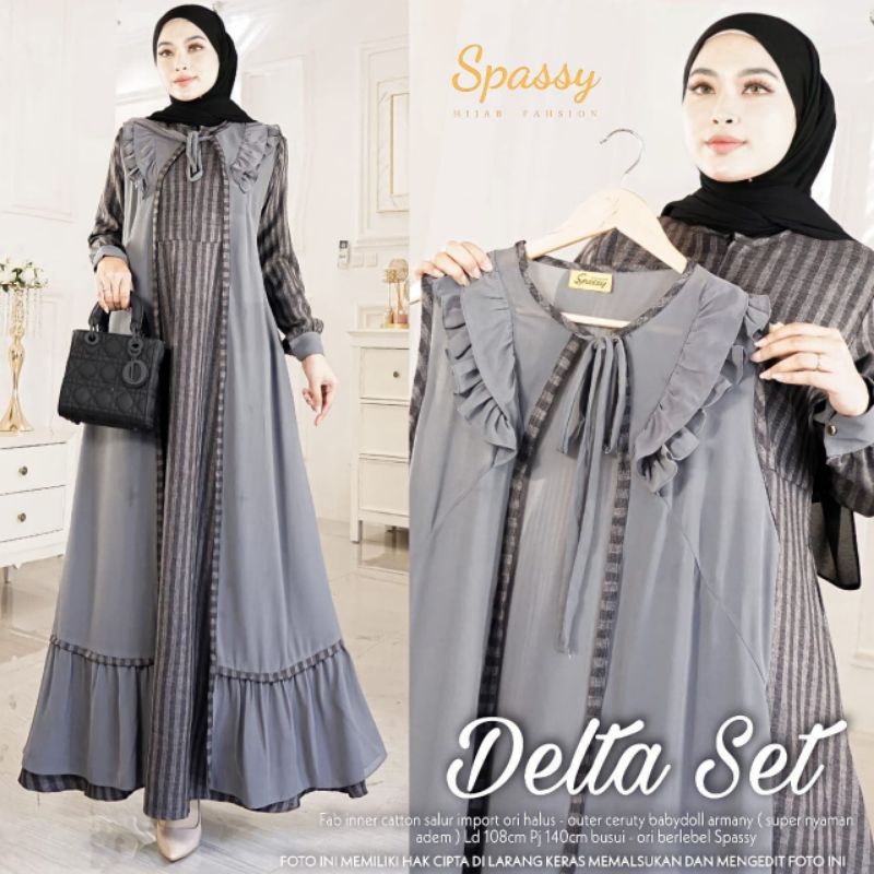 Busana Muslim Wanita//Delta Set by Spassy//Dress set outer//Gamis set Inner//Gamis busui murah//