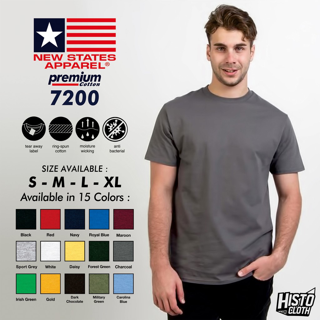  Kaos  Polos  Baju New States Apparel NSA Premium Cotton 