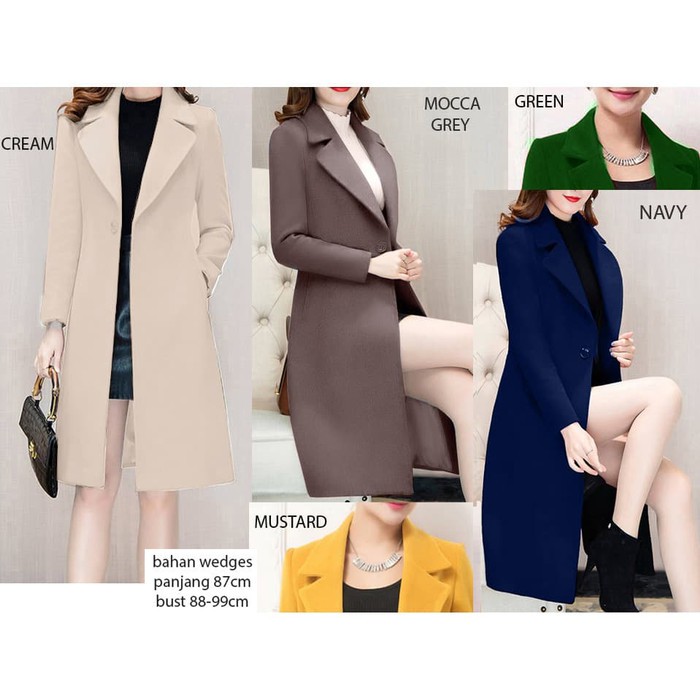 Blazer Blaser Wanita Long Coat Outerwear Cewek Fashion Remaja Kekinian Blazer Korea Plain (w354)