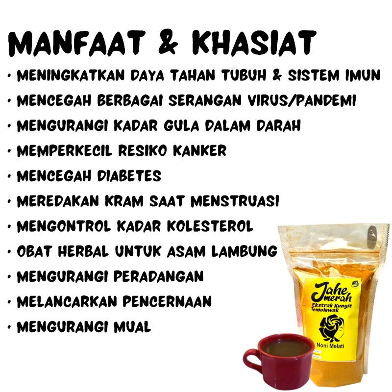 Jahe Merah Temulawak Kunyit Bubuk Murni Asli 100% Original 1kg Tanpa Gula dan Ampas Jamu Bersalin Obat Asam Lambung dan Maag Premium Red Ginger Melati Noni-2