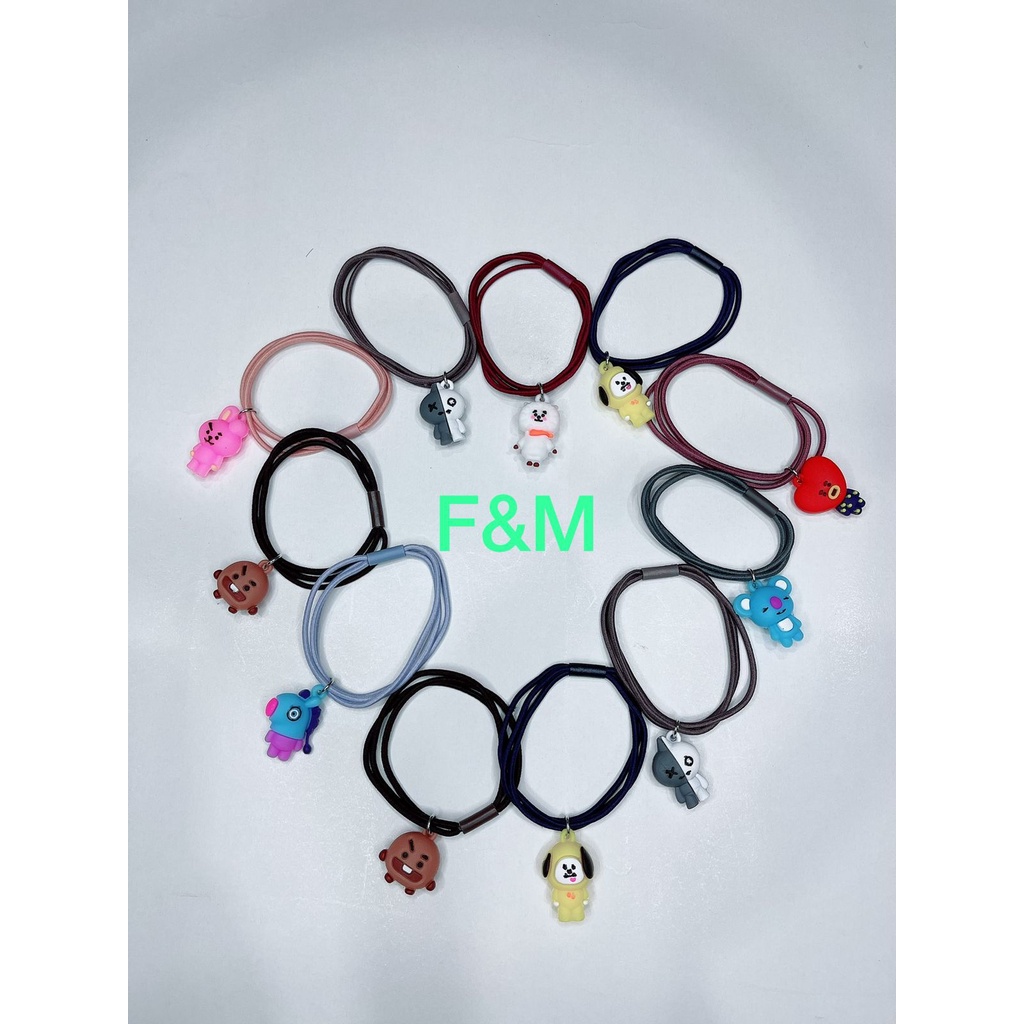 ikat rambut karakter bt21 / kunciran rambut bt21 12pcs