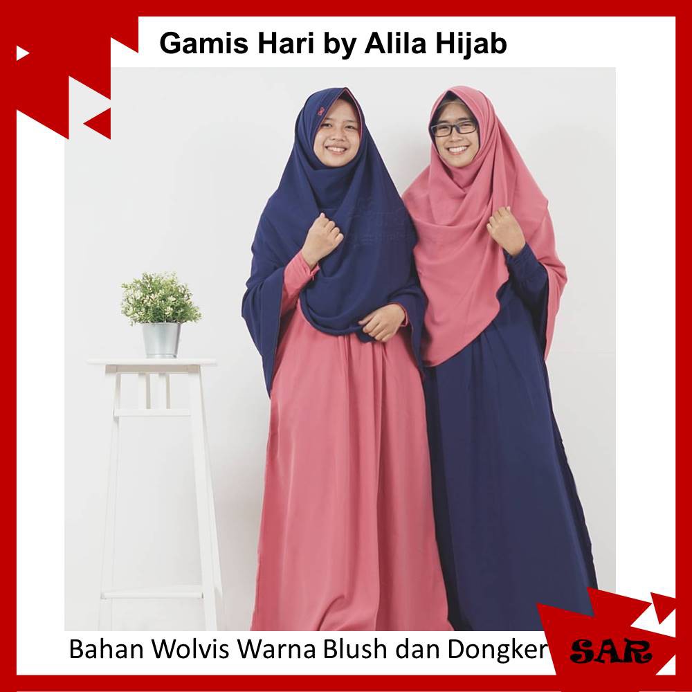 Gamis Hari Polos Syari Busuifriendly Wudhufriendly Bahan Wolvis by Alila Hijab