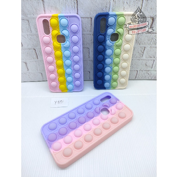 SILICONE CASE POP IT VIVO V9 Y85  - CASE PENGHILANG STRESS PUSH IT BUBBLE CASE RAINBOW