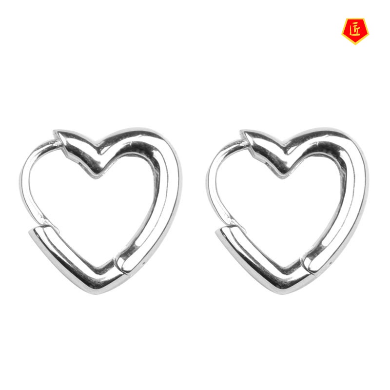 [Ready Stock]S925 Silver Heart-Shaped Small Ear Studs Trendy