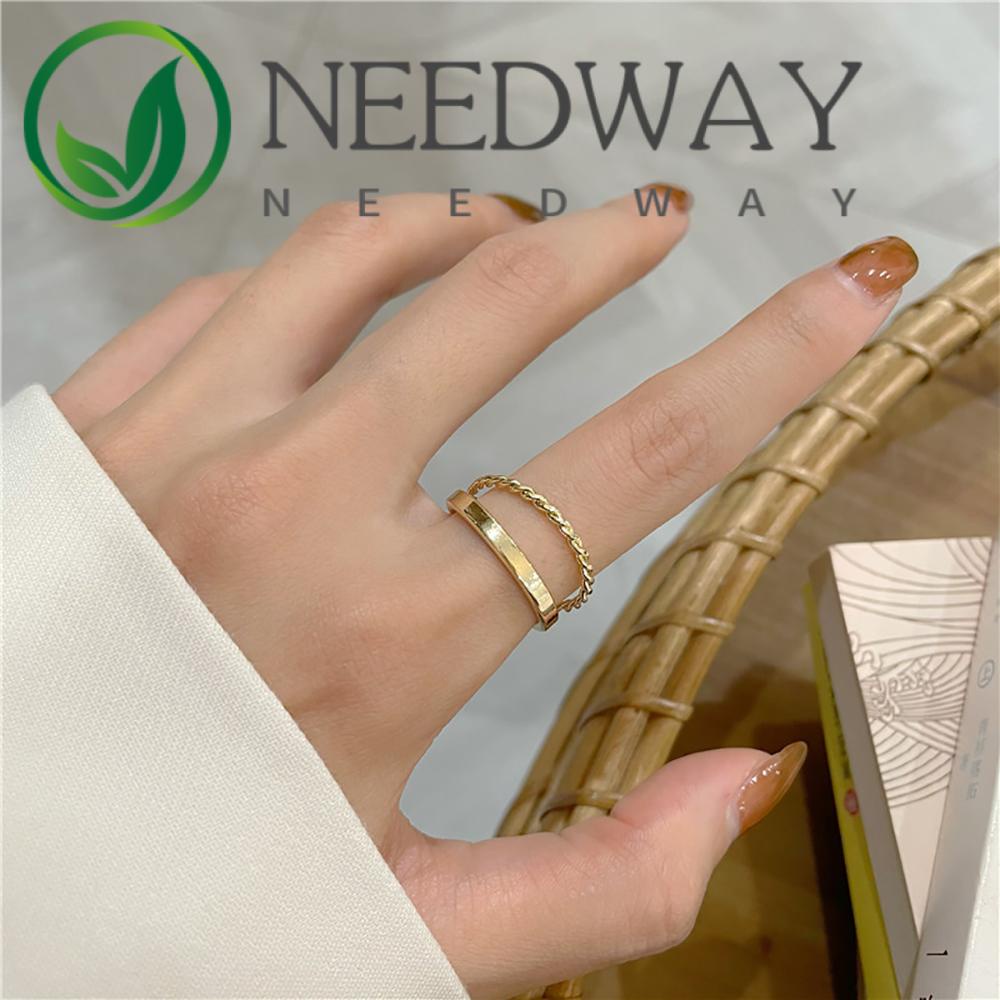 Needway  Cool Pearl Camellia Rings Adjustable Fashion Jewelry Finger Ring Trendy Cute Couple Korean Alloy For Women Opening ring