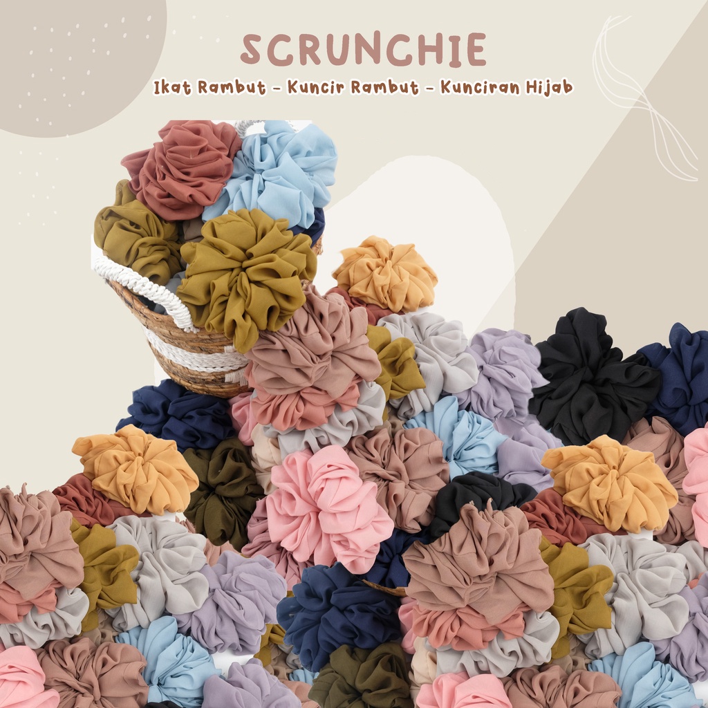 Scrunchie Kunciran Ikat Rambut Cepol / Hijab Jumbo Korea Polos - Scrunchy Scrunchies Ecer