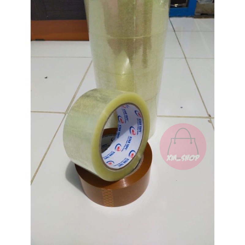 LAKBAN ANTI PUTUS STAR TAPE LAKBAN BENING 45MM*100 YARD SOLATIP BENING PERPCS