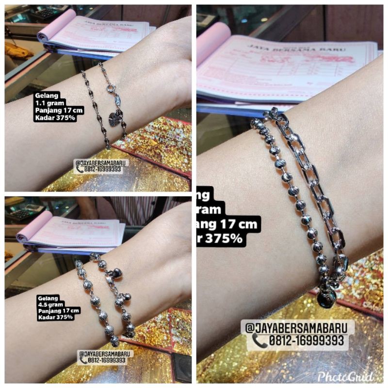 Gelang tangan emas putih kadar 375%
