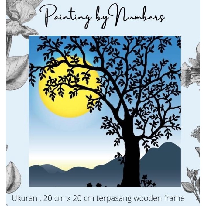 

DIY painting by number 20x20cm kerajinan tangan - MOON TREE